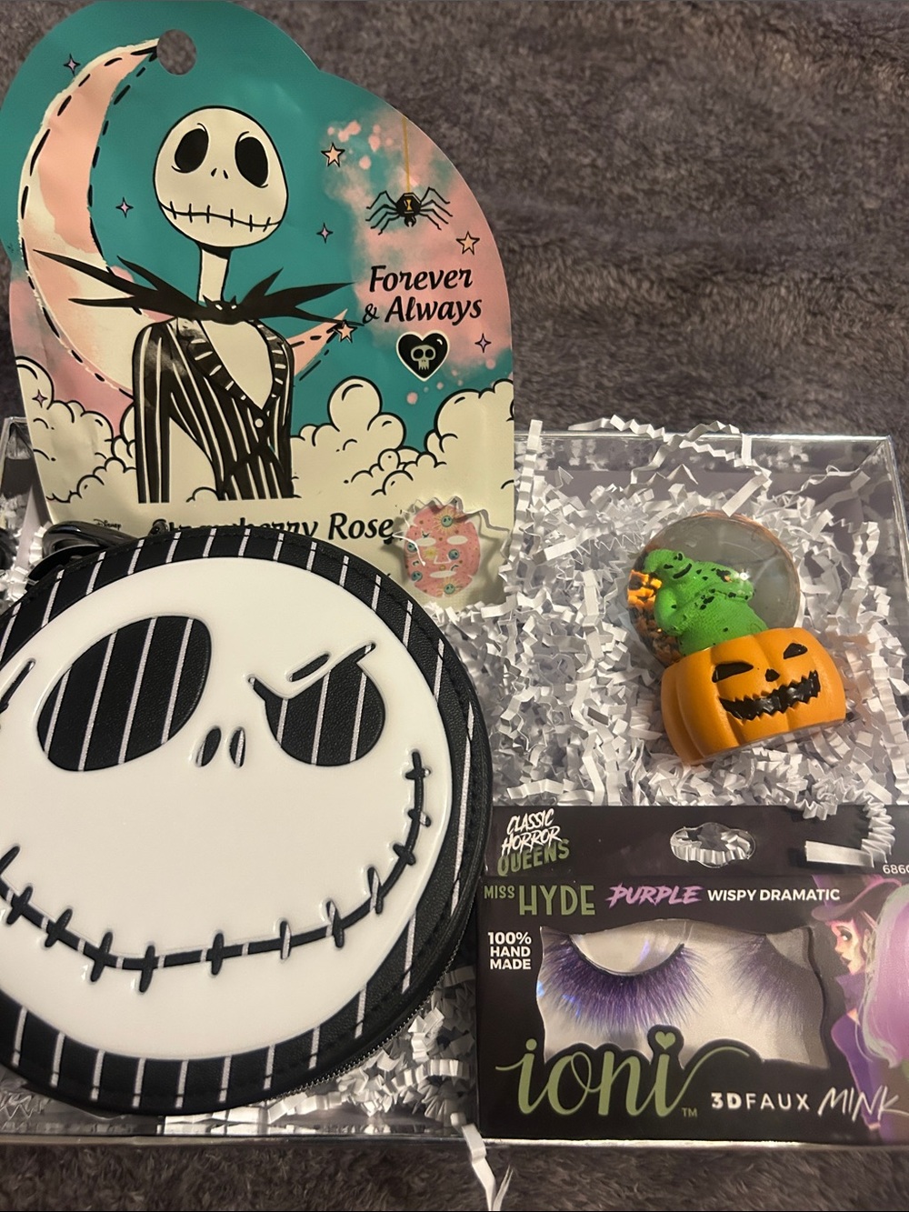Bath & Body Works Jack Skellington Black & White Cosmetic Pouch Set